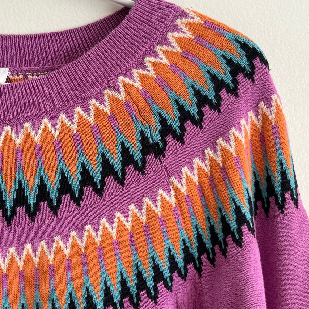 Northern Reflections Purple Sweater with Colorful Pattern - Medium - Picture 3 of 3